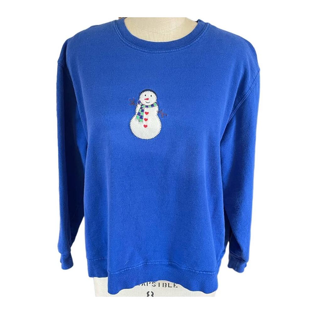 Hot Cotton Snowman Long Sleeve Holiday Top Large